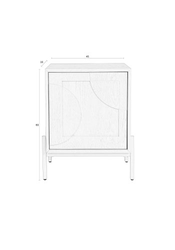 ZUIVER Faces sidebord, m. 1 lge og 1 hylde - beige egetr og jern (45x35)