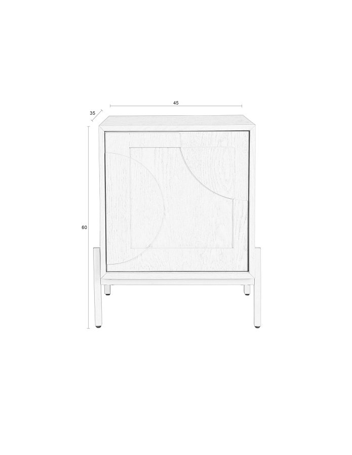 ZUIVER Faces sidebord, m. 1 lge og 1 hylde - beige egetr og jern (45x35)