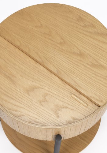 ZUIVER Slides sidebord, m. 1 rum og 1 hylde - natur egetrsfinér og sort metal (45)