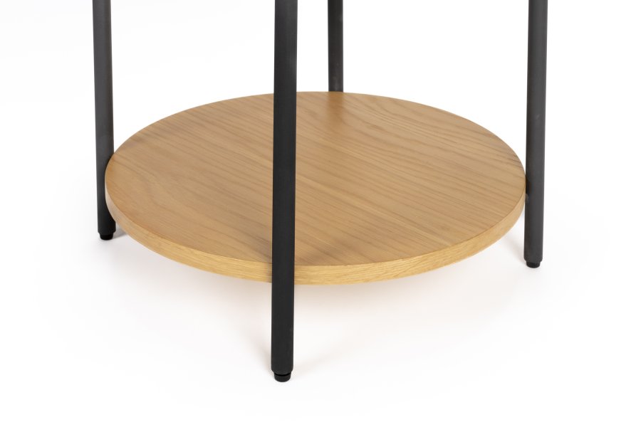 ZUIVER Slides sidebord, m. 1 rum og 1 hylde - natur egetrsfinér og sort metal (45)