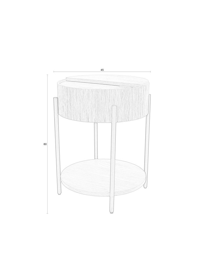 ZUIVER Slides sidebord, m. 1 rum og 1 hylde - natur egetrsfinér og sort metal (45)