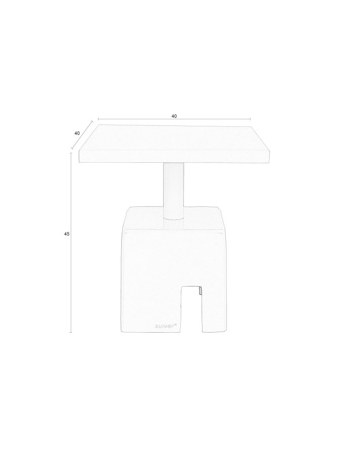 ZUIVER Chubby sidebord, kvadratisk - ocean bl jern (40x40)
