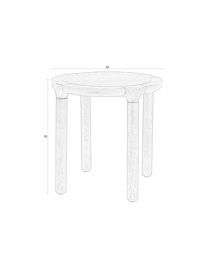 ZUIVER Storm sidebord, rund - natur egetrsfinér og asketr (45)