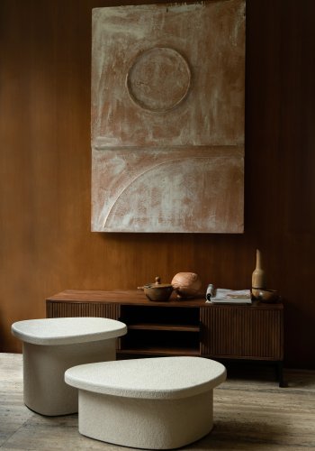 DUTCHBONE Veda sidebord, lav - beige genbrugt marmor (56x45)