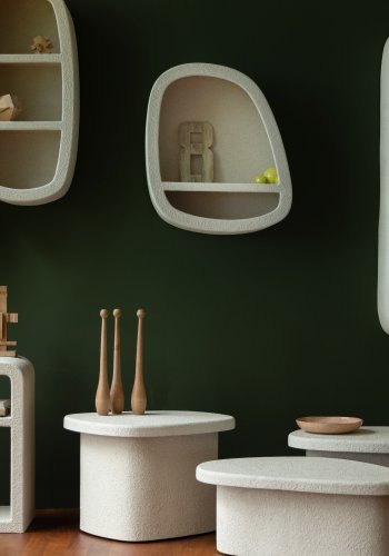 DUTCHBONE Veda sidebord, lav - beige genbrugt marmor (56x45)