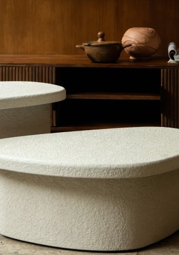 DUTCHBONE Veda sofabord, organisk - beige genbrugt marmor (74x49)