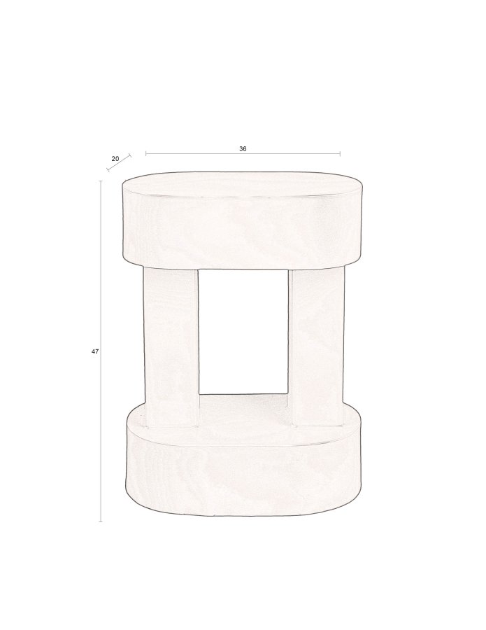 DUTCHBONE Magenta sidebord, oval - rd metal (36x20)