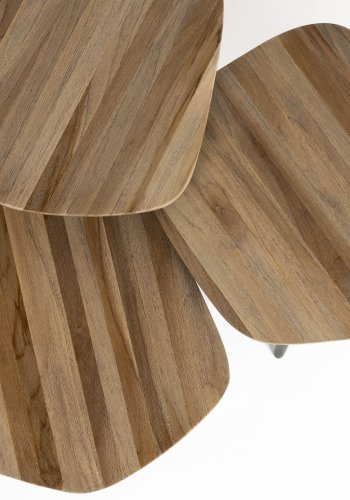 WHITE LABEL LIVING Cuties sofabord - brun teakfinér og sort jern (st med 3)