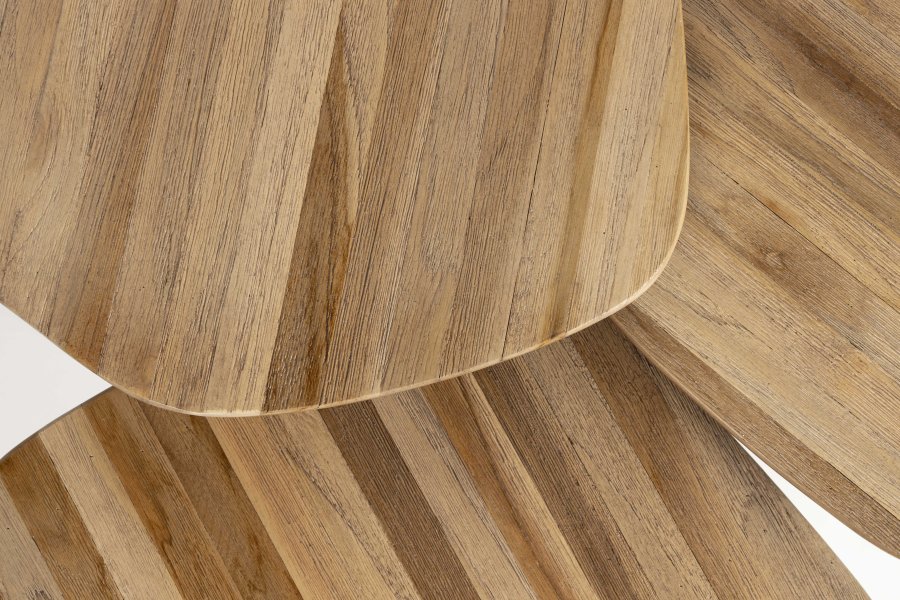 WHITE LABEL LIVING Cuties sofabord - brun teakfinér og sort jern (st med 3)