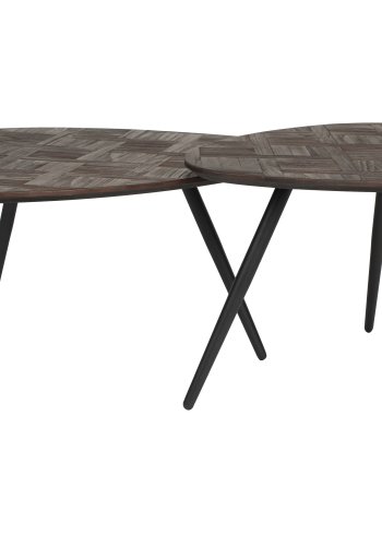 WHITE LABEL LIVING Pion sofabord - brun teakfinér og sort jern (st med 2)