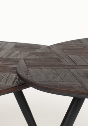 WHITE LABEL LIVING Pion sofabord - brun teakfinér og sort jern (st med 2)