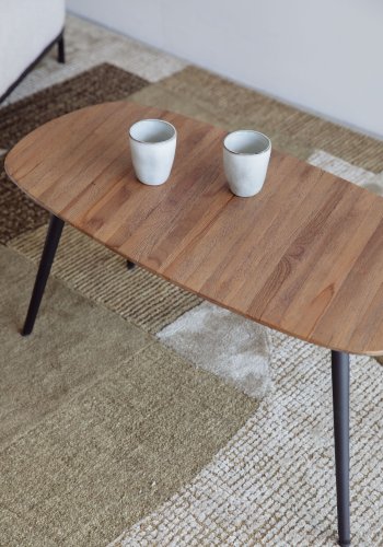 WHITE LABEL LIVING Gualdo sofabord, rektangulr - brun teakfinér og sort jern (80x39)