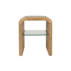 ZUIVER Brave sidebord, m. 1 hylde - natur egetrsfinér og gummitr (50x42)