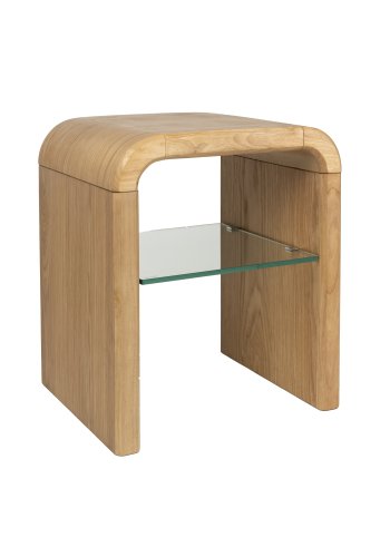 ZUIVER Brave sidebord, m. 1 hylde - natur egetrsfinér og gummitr (50x42)