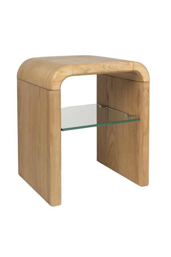 ZUIVER Brave sidebord, m. 1 hylde - natur egetrsfinér og gummitr (50x42)