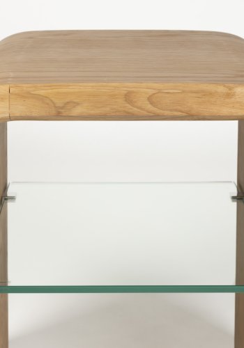 ZUIVER Brave sidebord, m. 1 hylde - natur egetrsfinér og gummitr (50x42)