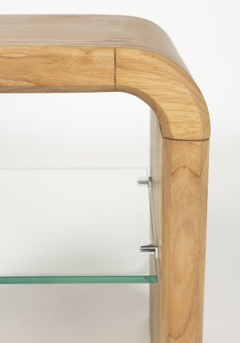 ZUIVER Brave sidebord, m. 1 hylde - natur egetrsfinér og gummitr (50x42)