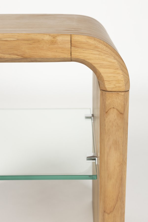 ZUIVER Brave sidebord, m. 1 hylde - natur egetrsfinér og gummitr (50x42)