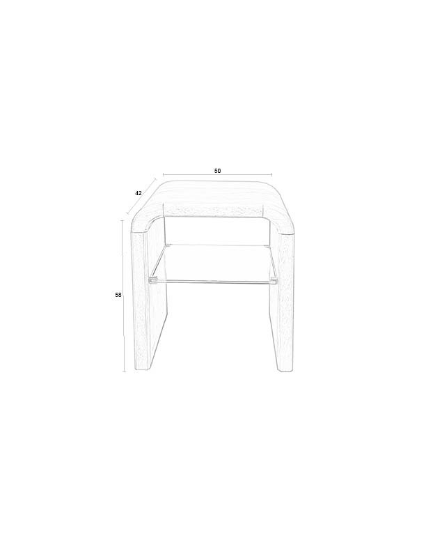 ZUIVER Brave sidebord, m. 1 hylde - natur egetrsfinér og gummitr (50x42)