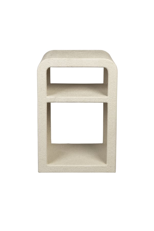 DUTCHBONE Veda sengebord, m. 1 hylde - beige genbrugt marmor (60x40)