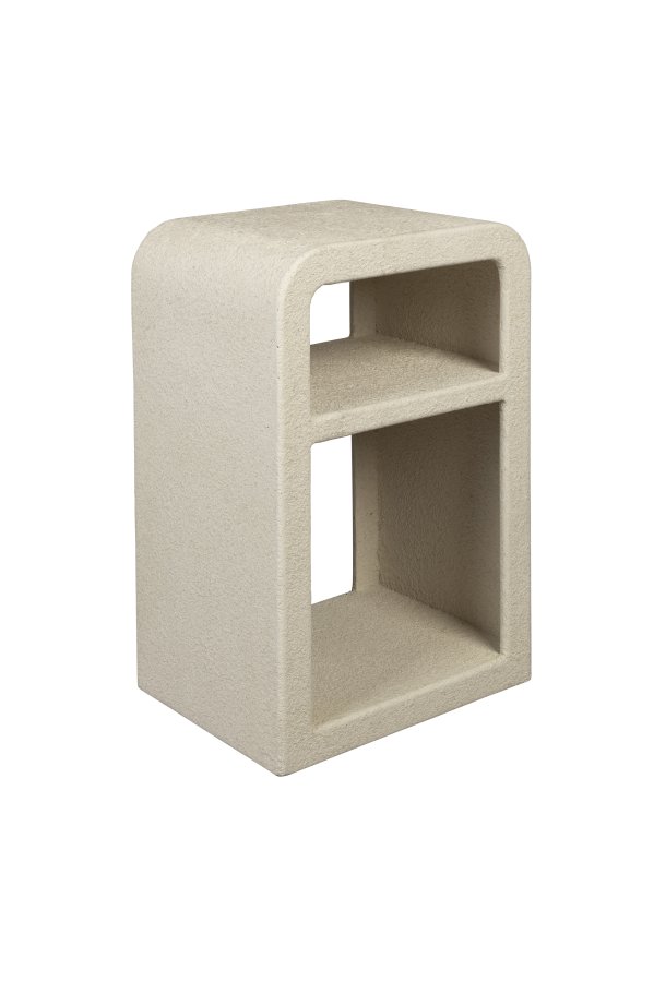 DUTCHBONE Veda sengebord, m. 1 hylde - beige genbrugt marmor (60x40)