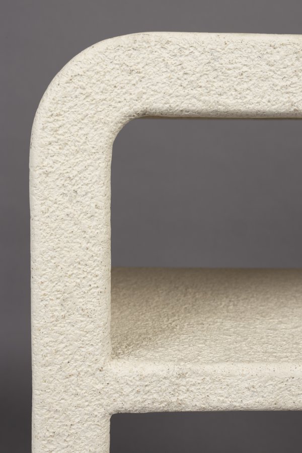 DUTCHBONE Veda sengebord, m. 1 hylde - beige genbrugt marmor (60x40)