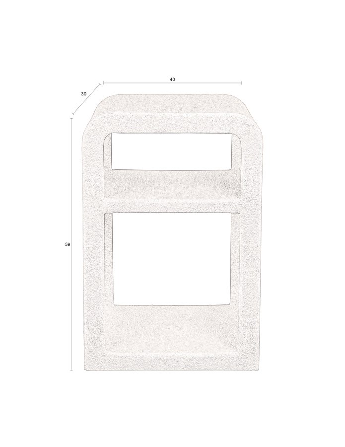 DUTCHBONE Veda sengebord, m. 1 hylde - beige genbrugt marmor (60x40)