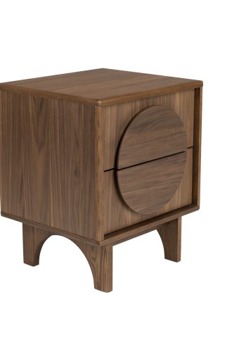 ZUIVER sidebord, m. 2 skuffer - brun valnddefinér og asketr (45x40)