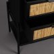 DUTCHBONE Yasu sengebord, m. 1 hylde og 2 skuffer - natur rattan og sort tr/jern (45x35)