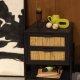 DUTCHBONE Yasu sengebord, m. 1 hylde og 2 skuffer - natur rattan og sort tr/jern (45x35)