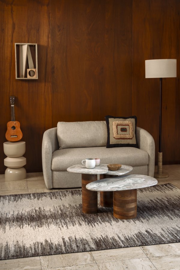 DUTCHBONE Suki sidebord - brun marmor og brun mangotr (st med 3)