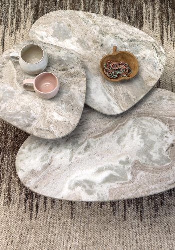 DUTCHBONE Suki sidebord - brun marmor og brun mangotr (st med 3)