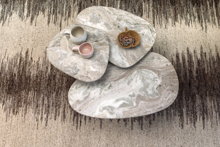 DUTCHBONE Suki sidebord - brun marmor og brun mangotr (st med 3)