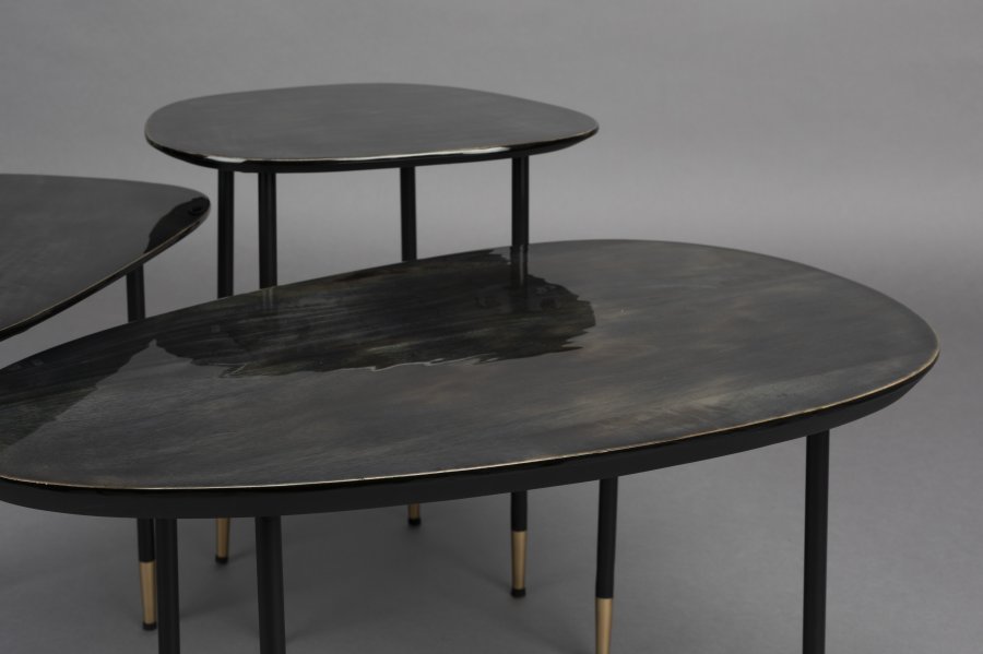 DUTCHBONE Phyllis sidebord, organisk - sort mangotr og sort jern (st med 3)