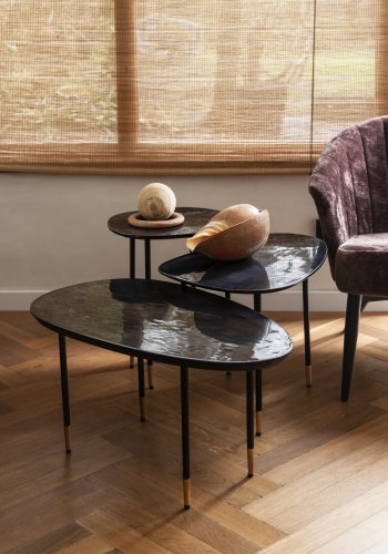 DUTCHBONE Phyllis sidebord, organisk - sort mangotr og sort jern (st med 3)