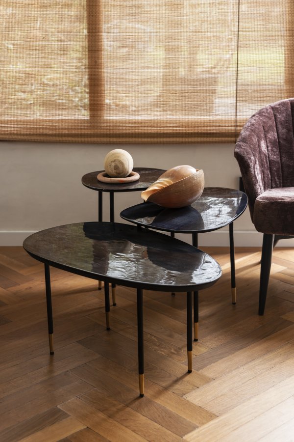 DUTCHBONE Phyllis sidebord, organisk - sort mangotr og sort jern (st med 3)