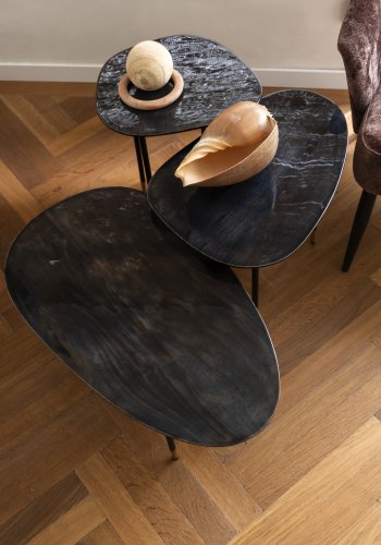 DUTCHBONE Phyllis sidebord, organisk - sort mangotr og sort jern (st med 3)