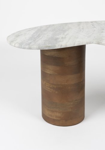 WHITE LABEL LIVING Peli sofabord, organisk - beige marmor og brun mangotr (84x48)