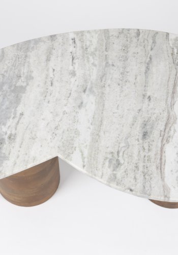 WHITE LABEL LIVING Peli sofabord, organisk - beige marmor og brun mangotr (84x48)