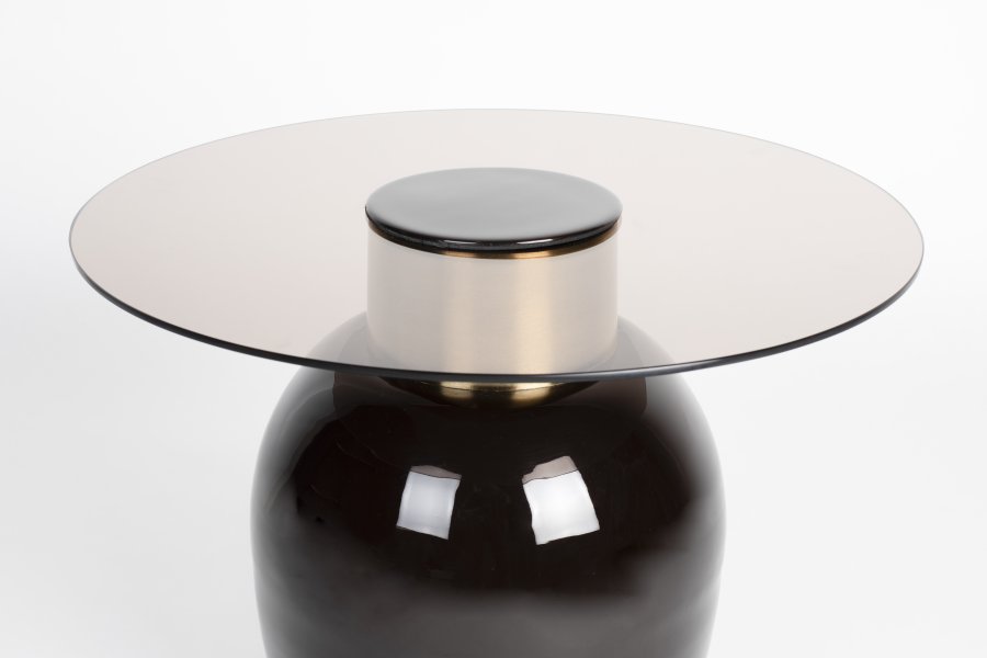 WHITE LABEL LIVING Mohra S sidebord, rund - rgfarvet glas og brun emalje (50)