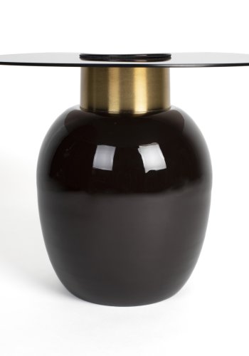 WHITE LABEL LIVING Mohra S sidebord, rund - rgfarvet glas og brun emalje (50)