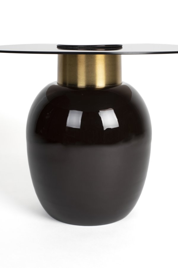 WHITE LABEL LIVING Mohra S sidebord, rund - rgfarvet glas og brun emalje (50)