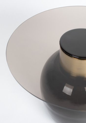 WHITE LABEL LIVING Mohra S sidebord, rund - rgfarvet glas og brun emalje (50)