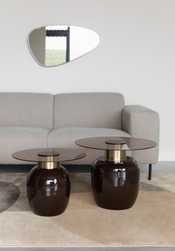 WHITE LABEL LIVING Mohra S sidebord, rund - rgfarvet glas og brun emalje (50)