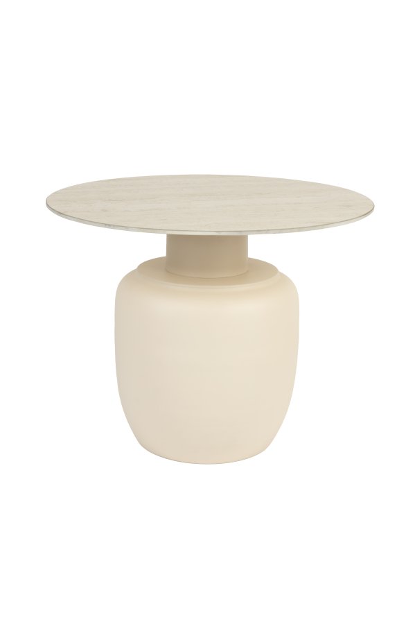 WHITE LABEL LIVING Karula sidebord, Hj, rund - beige keramik/jern (60)
