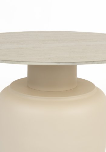 WHITE LABEL LIVING Karula sidebord, Hj, rund - beige keramik/jern (60)