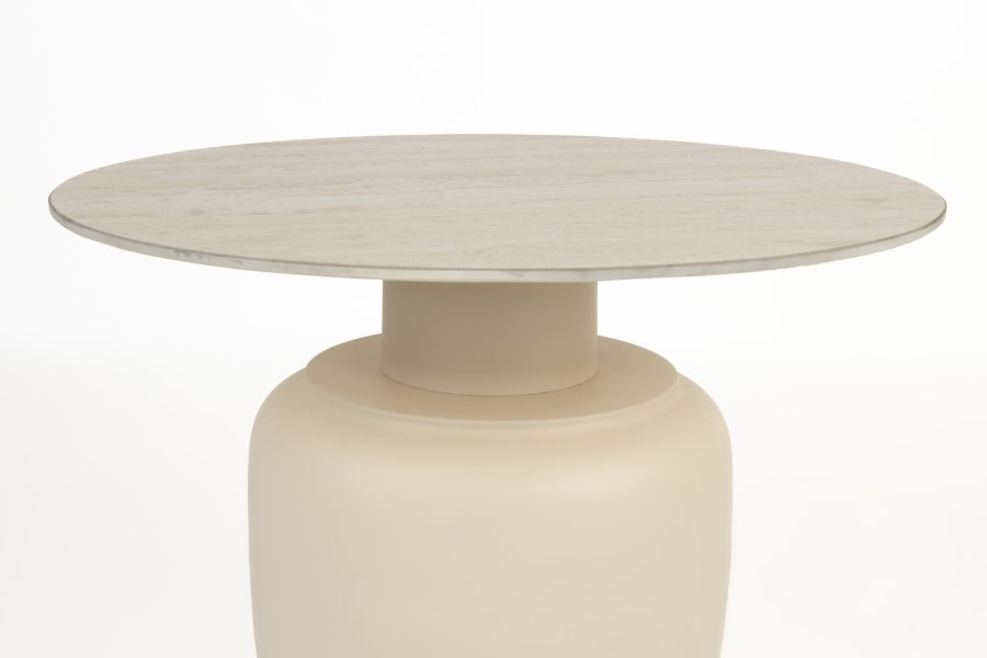 WHITE LABEL LIVING Karula sidebord, Hj, rund - beige keramik/jern (60)