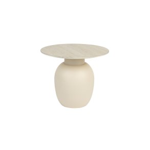 WHITE LABEL LIVING Karula sidebord, Lav, rund - beige keramik/jern (50)