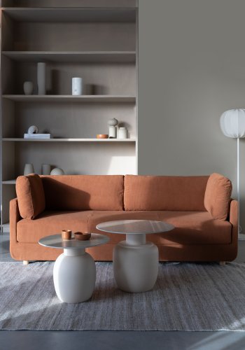 WHITE LABEL LIVING Karula sidebord, Lav, rund - beige keramik/jern (50)