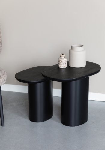 WHITE LABEL LIVING Bela sidebord - sort mangotr og sort jern (st med 2)